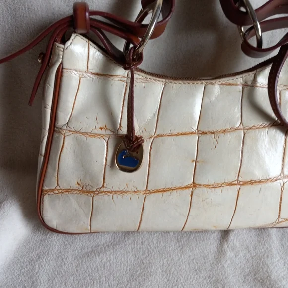 Vintage Dooney And Bourke Handbag Small White and Brown - Picture 5 of 16